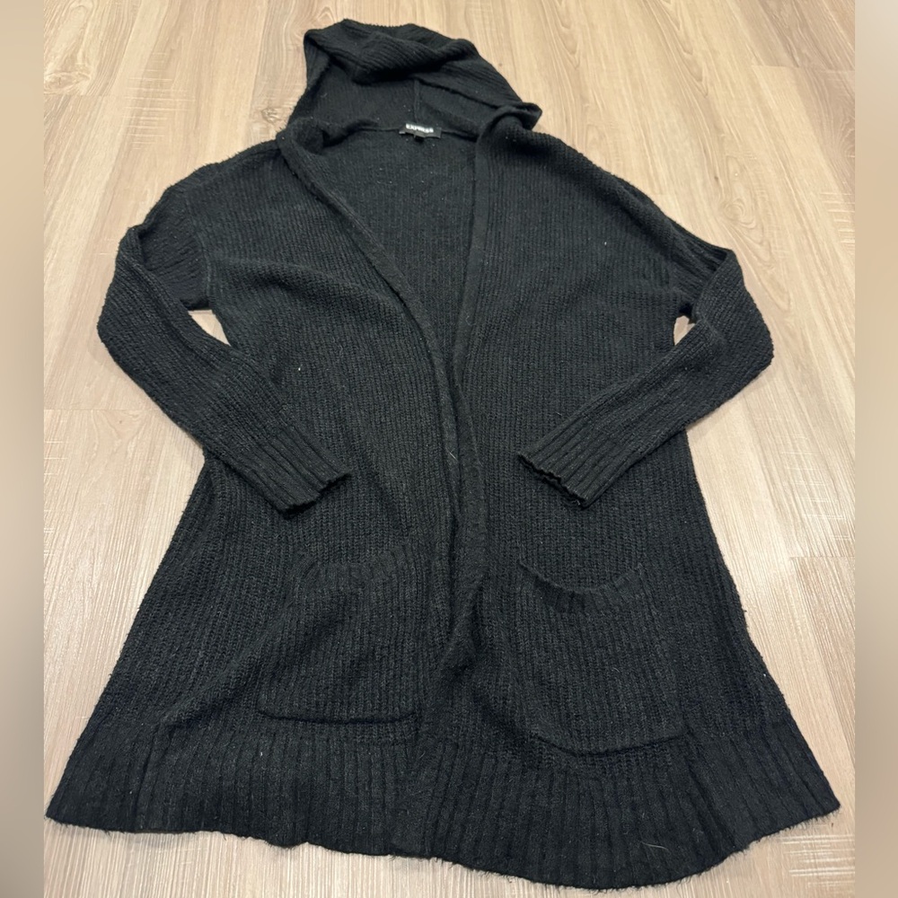Express Black Knit Hooded Sweater